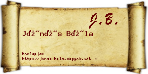 Jónás Béla névjegykártya